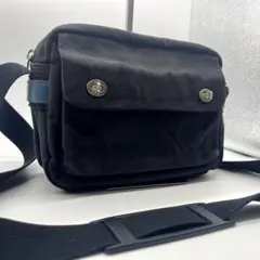 日乃本帆布 帆布製ひねりショルダーバッグ Ｍ 黒 ターンロック金具 キャンバス