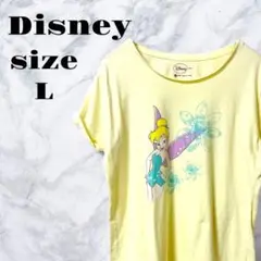 【良品】Disney ティンカーベル イエロー Tシャツ ピーターパン【L】