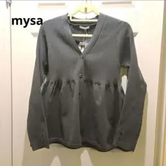 新品　mysa　田中里奈　グレー　リブカーディガン　M　ペプラム