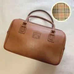 バーバリー ハンドバッグ 型押し ブラウン レザー ヴィンテージ ノバチェック