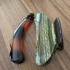 ヘアクリップ 2個セット ブラウン グリーン