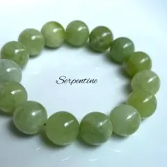 サーペンティン 抹茶ミルク 天然石 ブレスレット 14.7mm 18cm