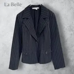 【La Belle】　ストライプ柄　テーラードジャケット　羽織り　フォーマル　黒