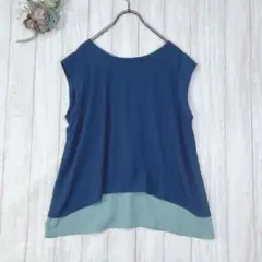 ☆SEMO (38) カットソー ノースリーブ ネイビー グリーン