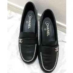 ☆CHANEL / シャネル☆ラムスキンローファー☆パール☆裏張り済☆美品