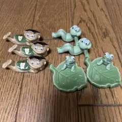 カエルと亀の陶器置物セット 6点