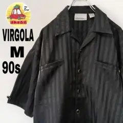 USA古着 VIRGOLA　半袖ボタンシャツM90s　ブラックダークグレー