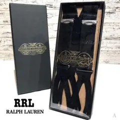 【未使用】RRL ラルフローレン サスペンダー ロゴ ペイズリー 牛革 絹 黒