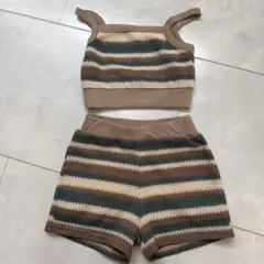 ストライプ タンクトップとショートパンツ セット110cm