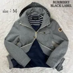希少 バーバリーブラックレーベル BURBERRY ロゴ刺繍 パーカー 金ボタン