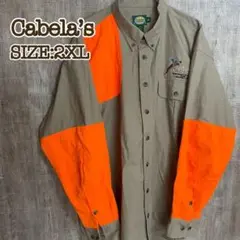 Cabela’s カベラス ワークシャツ ベージュオレンジ パッチワーク 2XL