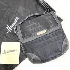 極美品★HAMANO ショルダー　レザー　ナイロン　総柄　ブラック
