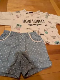 HOW LOVELY Tシャツと水玉ショートパンツセット 100cm