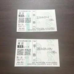 日本ダービーサンライズアース、ジャスティンミラノの現地単勝馬券セット