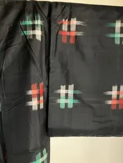 しつけ糸付き新品 アンティーク銘仙 井桁模様