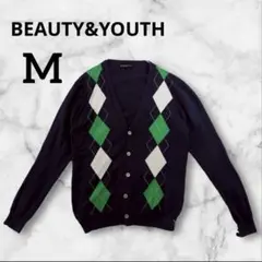 BEAUTY&YOUTH アーガイルカーディガン Mサイズ　着回し抜群　おしゃれ
