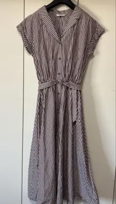 リージュリフ❤︎爽やかストライプ！コットンシャツワンピース⭐︎ベルト付き⭐︎超美品！