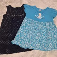 女の子エルサ&ドット柄ワンピース2着セット 95cm綿コットン