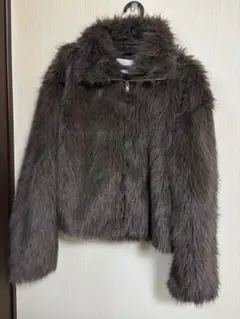 ブラウン ファーコート フロントジッパー