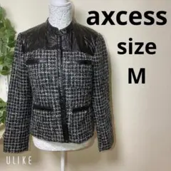 ❇️A336❇️✴️axcess✴️⚜️配色ツイードノーカラージャケット⚜️