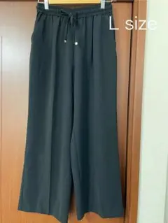 オペークドットクリップ　ワイドパンツ　L size ブラック