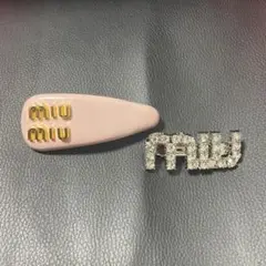 miu miu ヘアピン 2個セット ヘアバレッタ ピンク シルバー