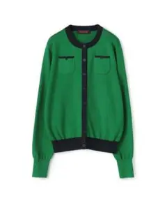 CABaN コットンカシミヤ バイカラークルーネックカーディガン ¥35,200