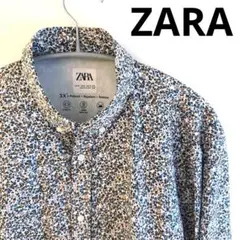 ZARA 長袖シャツ　総柄シャツ　Mサイズ　ザラ　メンズ