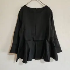【Factory Direct Labo】（XL）ペプラムVネックシャツ/無地