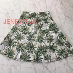 JENEVIEVE コットン リネン スカート 膝丈 ボタニカル ヤシの木 o