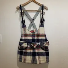 チェック柄サスペンダー付きショートパンツ