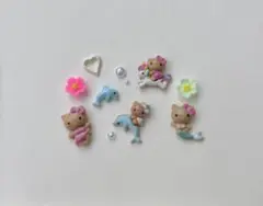 ネイルパーツ　日焼けキティ　人魚　マーメイド　夏　キャラクター　ネイパ