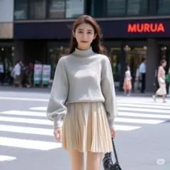 【セール品】ムルーア グレー M タートルネックニット 長袖