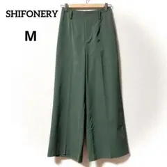 【シフォネリ】　ワイドパンツ　ウエストゴム カーキ　38 M 春夏秋