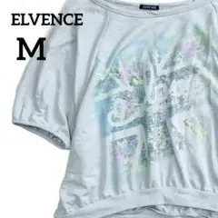 エルベンス ドルマンスリーブ グラフィックTシャツ Mサイズ ライトグレー 半袖