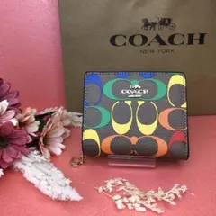 ☆COACH 折財布 レインボー シグネチャー