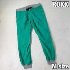 【ROKX】ジョガーパンツ ウエストゴム クライミング ストレッチ グリーン M