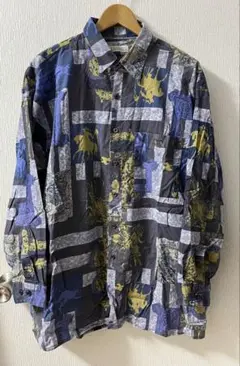 古着　青系柄シャツ