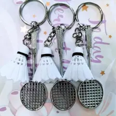 バドミントンラケットとシャトル キーホルダー3本セット　バド部