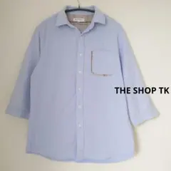 THE SHOP TK　七分袖ポロシャツ　胸ポケット柄　仕事着　М