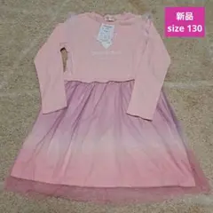 ' 新品 130 ピンクのフリル付き長袖ドレス