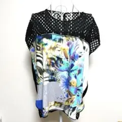 伊太利屋⭐︎ノースリーブ メッシュ 花柄プリント⭐︎15号