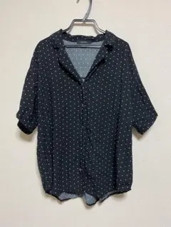 JEANASIS ドット柄 黒 半袖シャツ