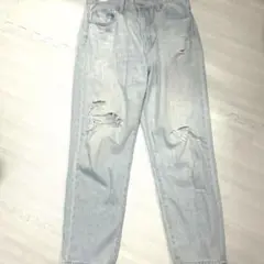 UNIQLO JEANS ライトブルー ダメージデニムパンツ