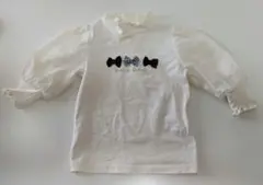 リボン刺繍 ホワイト Tシャツ