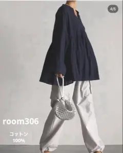 美品 room306 Cotton Gauze Flare Shirt ブラック