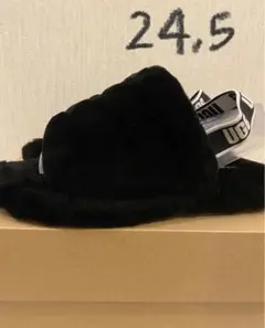 UGG アグ スリッパ フラッフ イヤー スライド サンダル ブラック 24.5