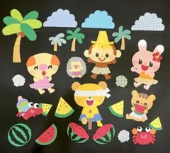「スイカ割り」　夏の壁面　壁面装飾　保育