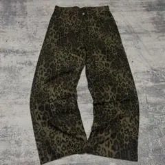 00s - Leopard wide baggy pants - grunge
