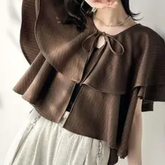 classical Elf 前後2wayフリル襟ストライプシャツ ブラウン M